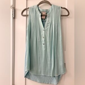 Dolan Light Blue Pleated Sleeveless Blouse